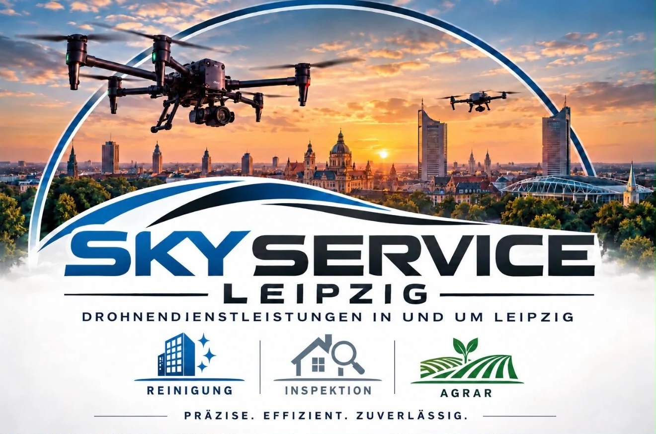 SkyService Leipzig – Drohnendienstleistungen in und um Leipzig. Reinigung, Inspektion und Agrar. Präzise. Effizient. Zuverlässig.